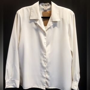 Notations- off white l/s business casual 100% polyester button down blouse